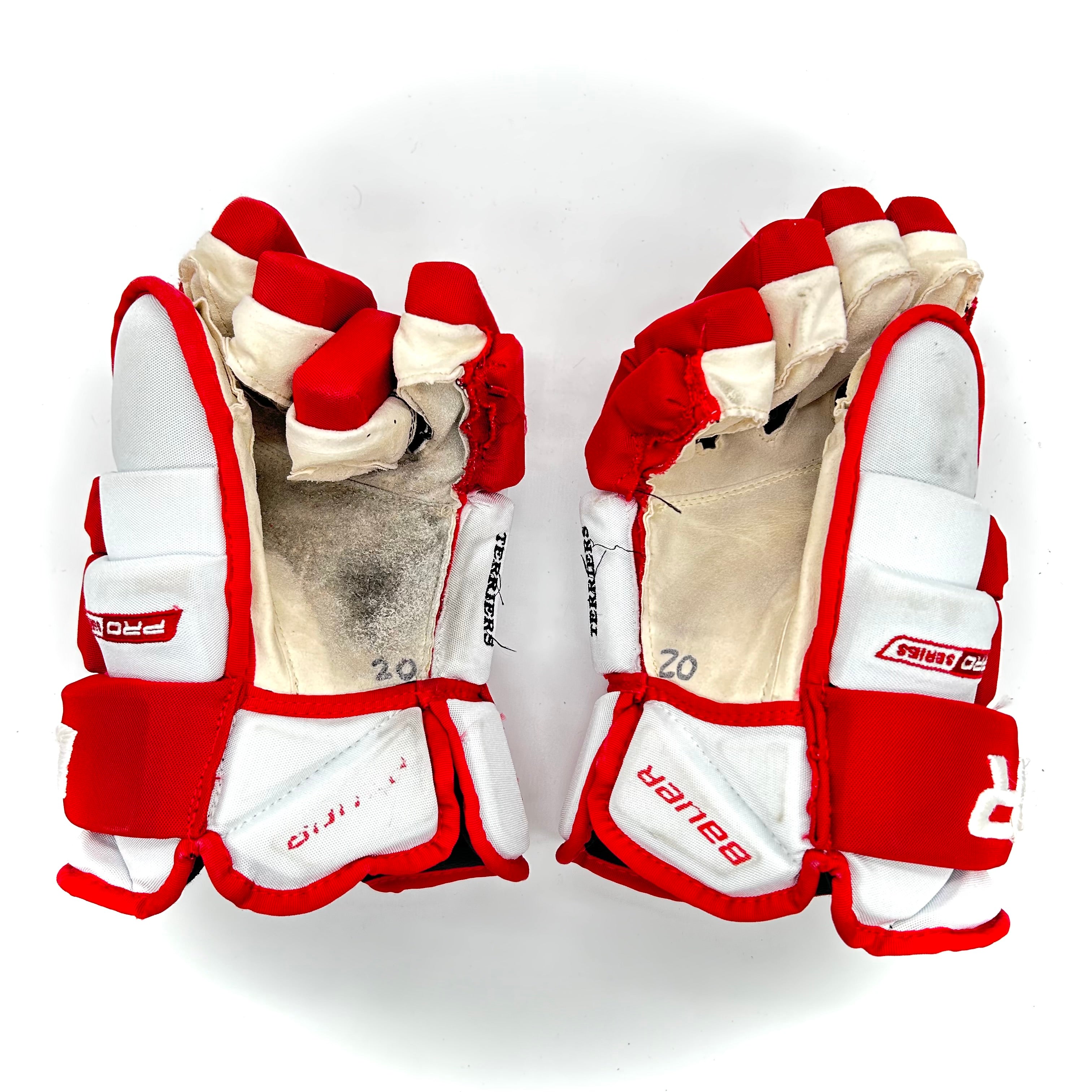 Bauer Pro Series - Gants Pro Stock d'occasion (blanc/rouge)